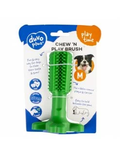 Duvo Chew `n Play Brush Groen M - 14,5x9x9cm -Huisdierbenodigdheden Verkoopwinkel chew n play brush groen m 145x9x9cm 2