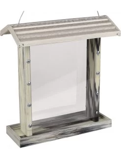 Flamingo Voedersilo Zaden Jony Kunststof Met Hout Wit/grijs 26x13,5x28,7cm