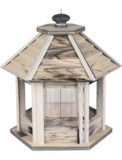 Flamingo Voedersilo Zaden Pavel Kunststof Met Hout Wit/grijs 30x30x30cm