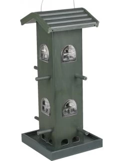 Flamingo Voedersilo Zaden Spoker Kunststof Met Hout Groen 15,5x14,5x33,5cm