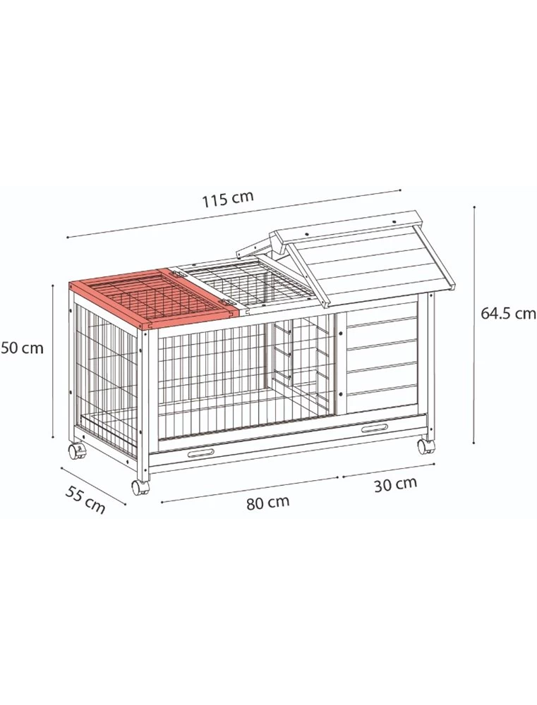 Flamingo Konijnenhok Honey Rustic 115x56,5x64,5cm | Worldofanimals.nl Heeft Het! 4 Flamingo Konijnenhok Honey Rustic 115x56,5x64,5cm | Worldofanimals.nl Heeft Het! - Afbeelding 2