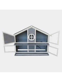 Konijnenhok Lux In Blauw/wit Geglazuurd Vurenhout -Huisdierbenodigdheden Verkoopwinkel konijnenhok lux in blauw wit geglazuurd vurenhout 2