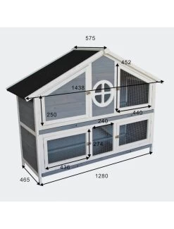 Konijnenhok Lux In Blauw/wit Geglazuurd Vurenhout -Huisdierbenodigdheden Verkoopwinkel konijnenhok lux in blauw wit geglazuurd vurenhout 3